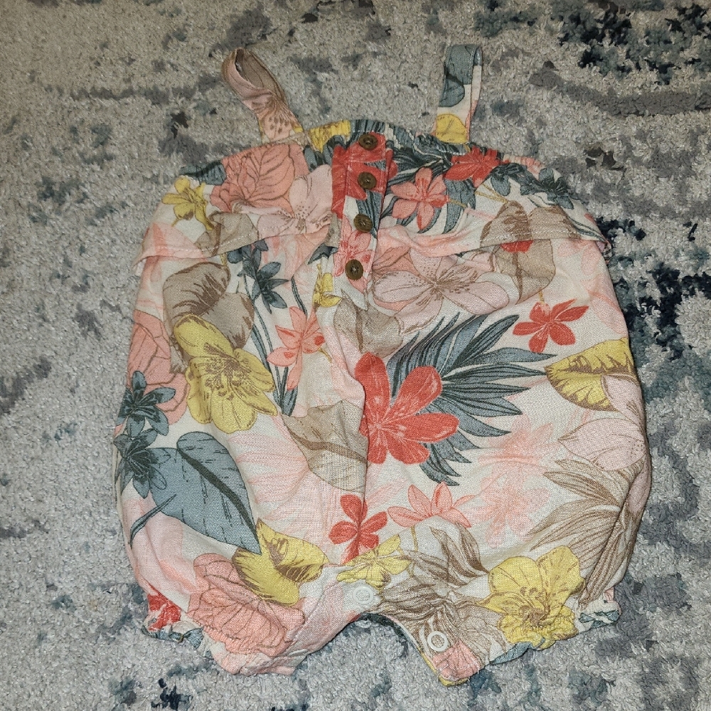 Carter's Pink and Green Baby Flower Romper